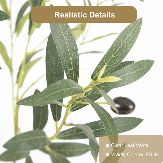 RosyHaven 4ft/5ft/6ft/7ft Faux Olive Tree, Realistic Artificial Olive Tree with Real Trunks, Lifelike Leaves and Fruits for Indoor Outdoor Home Office Store Corner Decor.