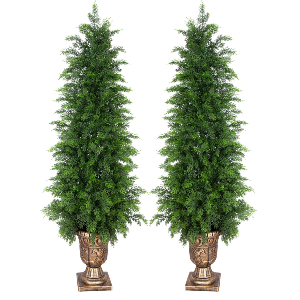 RosyHaven 3ft/4ft/5ft 1Pack/2Pack Real Touch Faux Cedar Tree with Decorative Urn Planter , UV Resistant Artificial Topiary Trees Outdoor for Front Door Porch Bedroom Livingroom Fireplace Holiday Decor