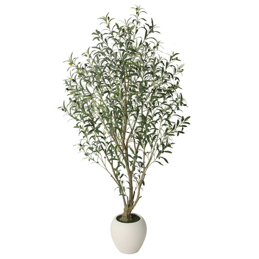RosyHaven 5ft/6ft/7ft/8ft Super Full Artificial Olive Tree Indoor,Large Faux Olive Tree with Decorative Planter,Lifelike Leaves & Fruits for Living Room Bedroom Patio Balcony Corner Decor