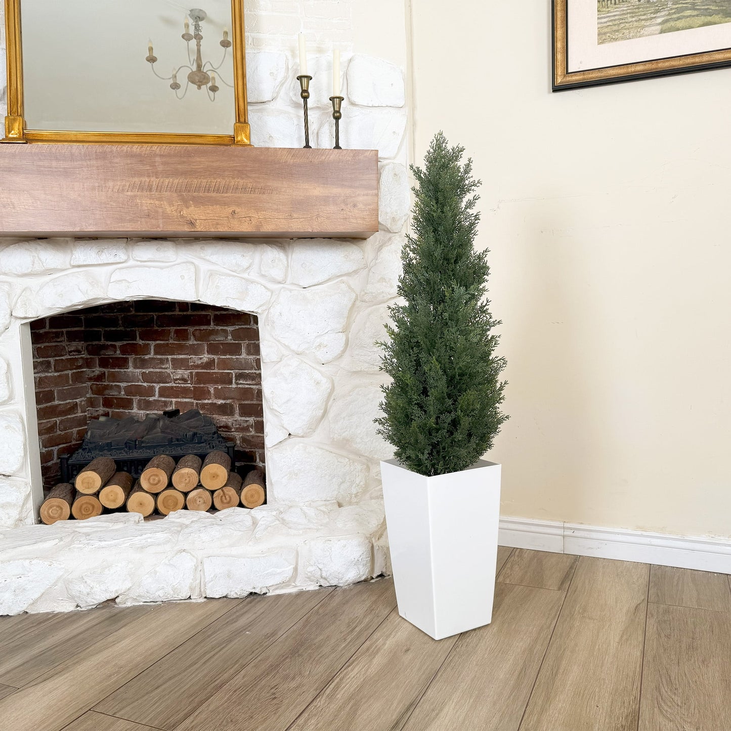 Nafresh 3ft/4ft/5ft/6ft/7ft UV Resistant Artificial Topiary Trees Outdoor with Full & Realistic Leaves,Faux Cedar Tree for Front Door Proch Patio Deck Room Decor