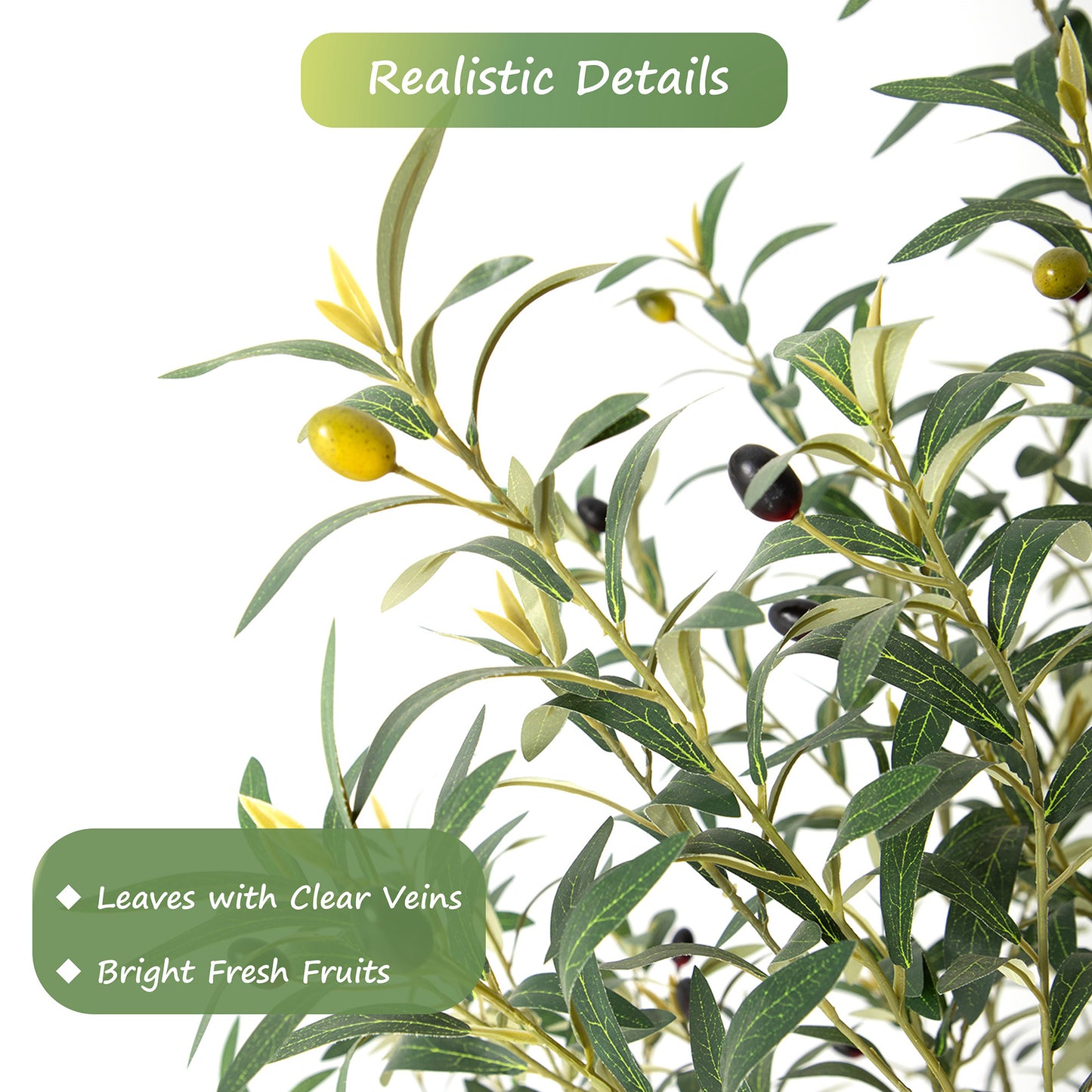 RosyHaven 5ft/6ft/7ft/8ft Super Full Artificial Olive Tree Indoor,Large Faux Olive Tree with Decorative Planter,Lifelike Leaves & Fruits for Living Room Bedroom Patio Balcony Corner Decor