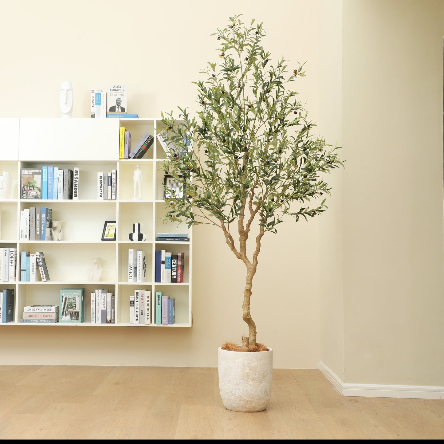 Nafresh 7FT Tall and Fuller Style Artificial Olive Tree with Pot - Realistic Faux Olive Plant for Indoor Décor