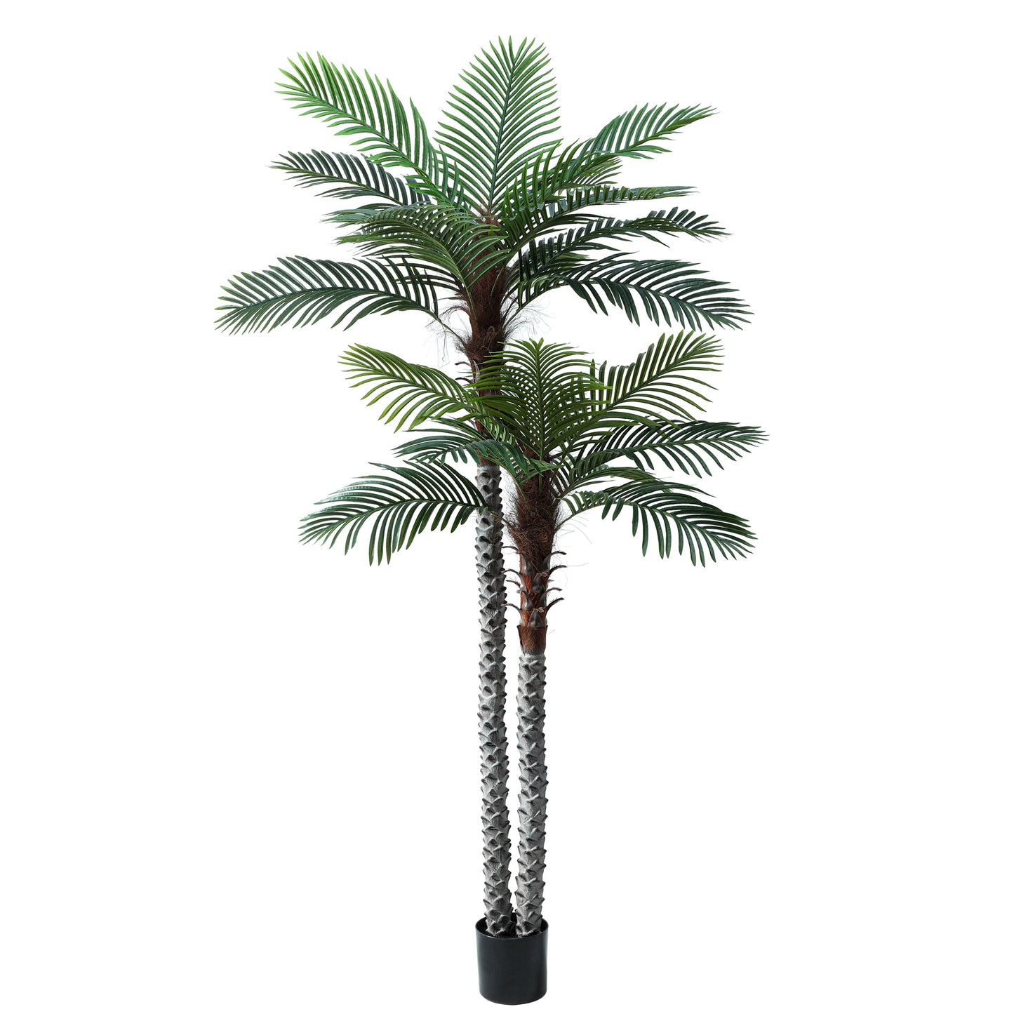Nafresh 8ft UV Resistant Faux Palm Tree with Full and Lifelike Leaves , 96in Artificial Palm Tree with Realistic Trunks and Real Bark for Outdoor Indoor Home Office Decor.