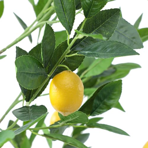 Tall Artificial LemonTree 6ft(72in), Faux Lemon Tree with Realistic Smooth and Shiny Leaves and Big Fruits, Fake Trees Indoor Outdoor for Home Office Living Room Bedroom Foyer Porch Decor.