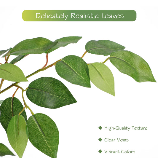 Nafresh 7ft Artificial Ficus Tree with Full Leaves, Multiple Realistic Trunks, and Sturdy Pot for Indoor Outdoor Decor.