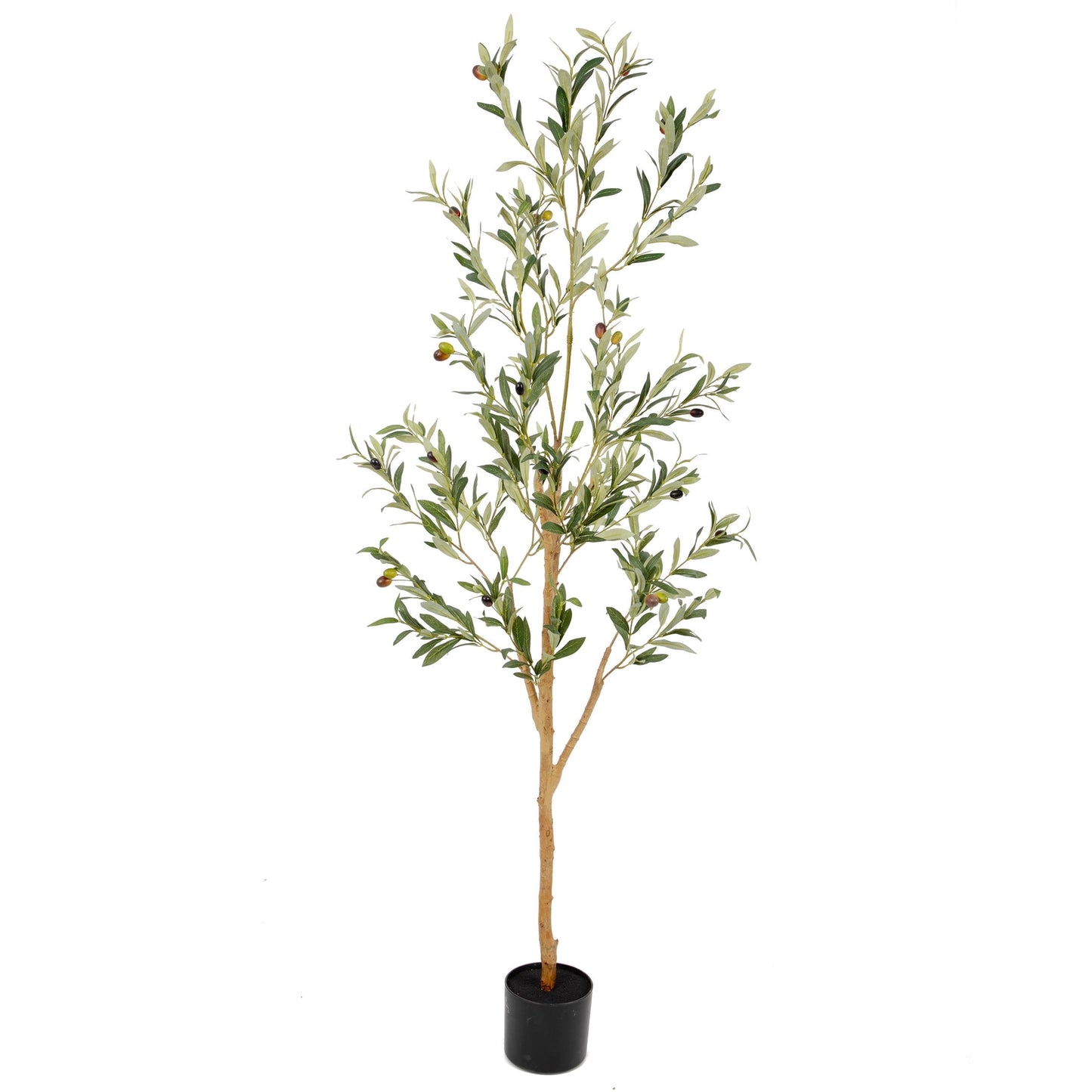 Nafresh 7ft Faux Olive Tree with Real Wood Trunk and Realistic & Full Leaves, 84in Fake Olive Tree with Lifelike Fruits and Sturdy Flower Pot for Indoor Outdoor Decor.
