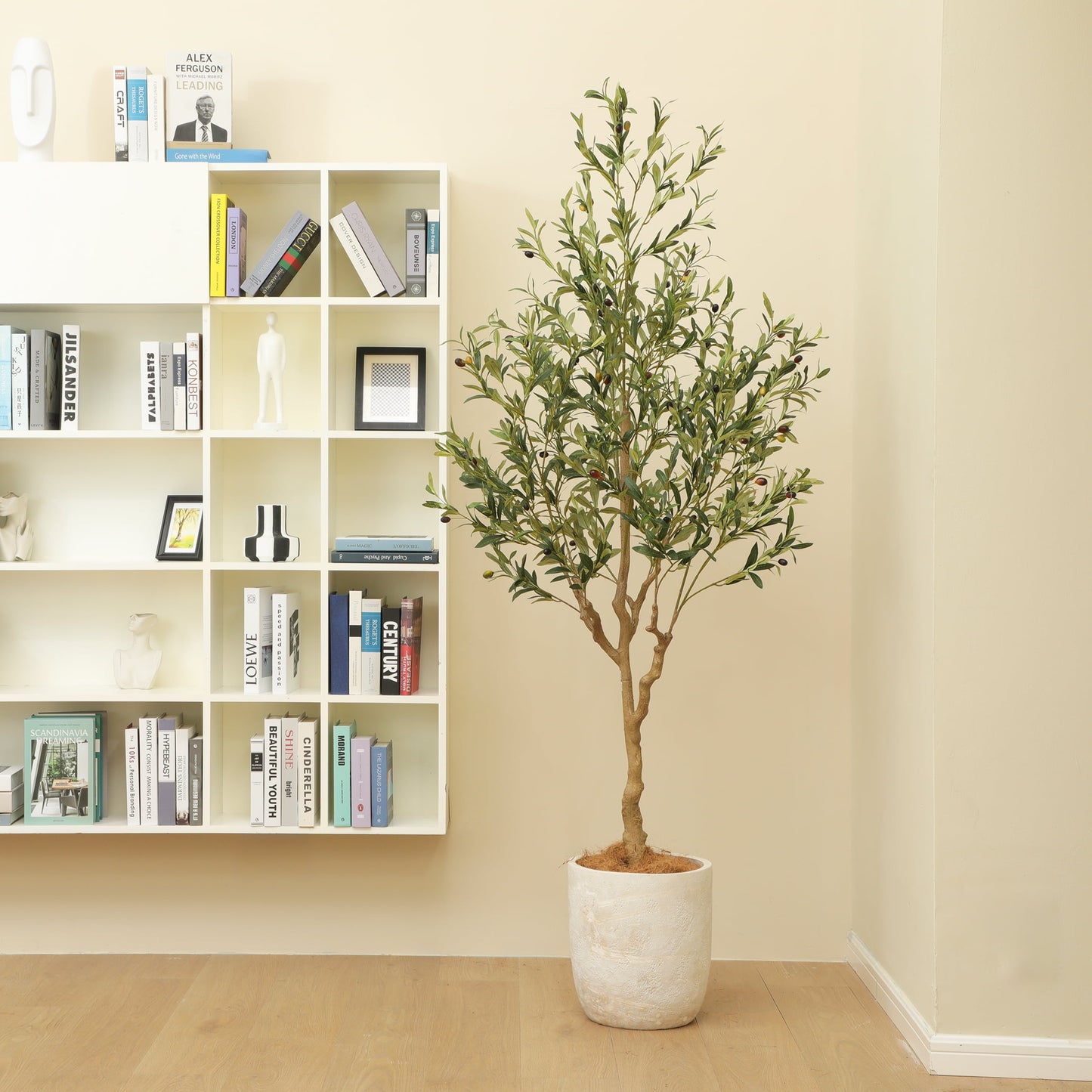 Nafresh 7FT Tall and Fuller Style Artificial Olive Tree with Pot - Realistic Faux Olive Plant for Indoor Décor