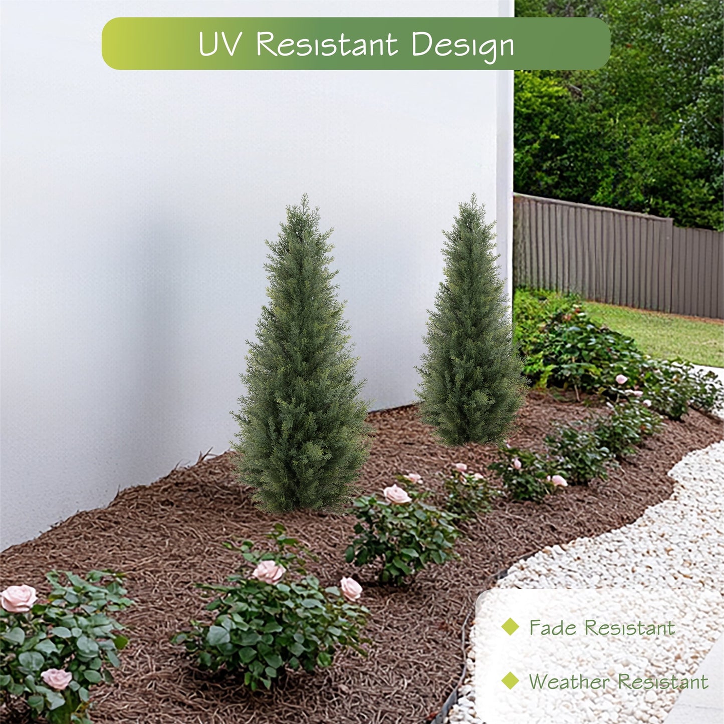Nafresh 3ft/4ft/5ft/6ft/7ft UV Resistant Artificial Topiary Trees Outdoor with Full & Realistic Leaves,Faux Cedar Tree for Front Door Proch Patio Deck Room Decor