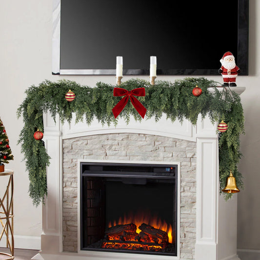 RosyHaven 2Pcs/1pcs 6ft/9ft /12ft Feel Soft Cedar Garland, Realistic Christmas Cedar Garland with Full & Likelife Branches for Fireplace Table Staircase Window Front Door Decor