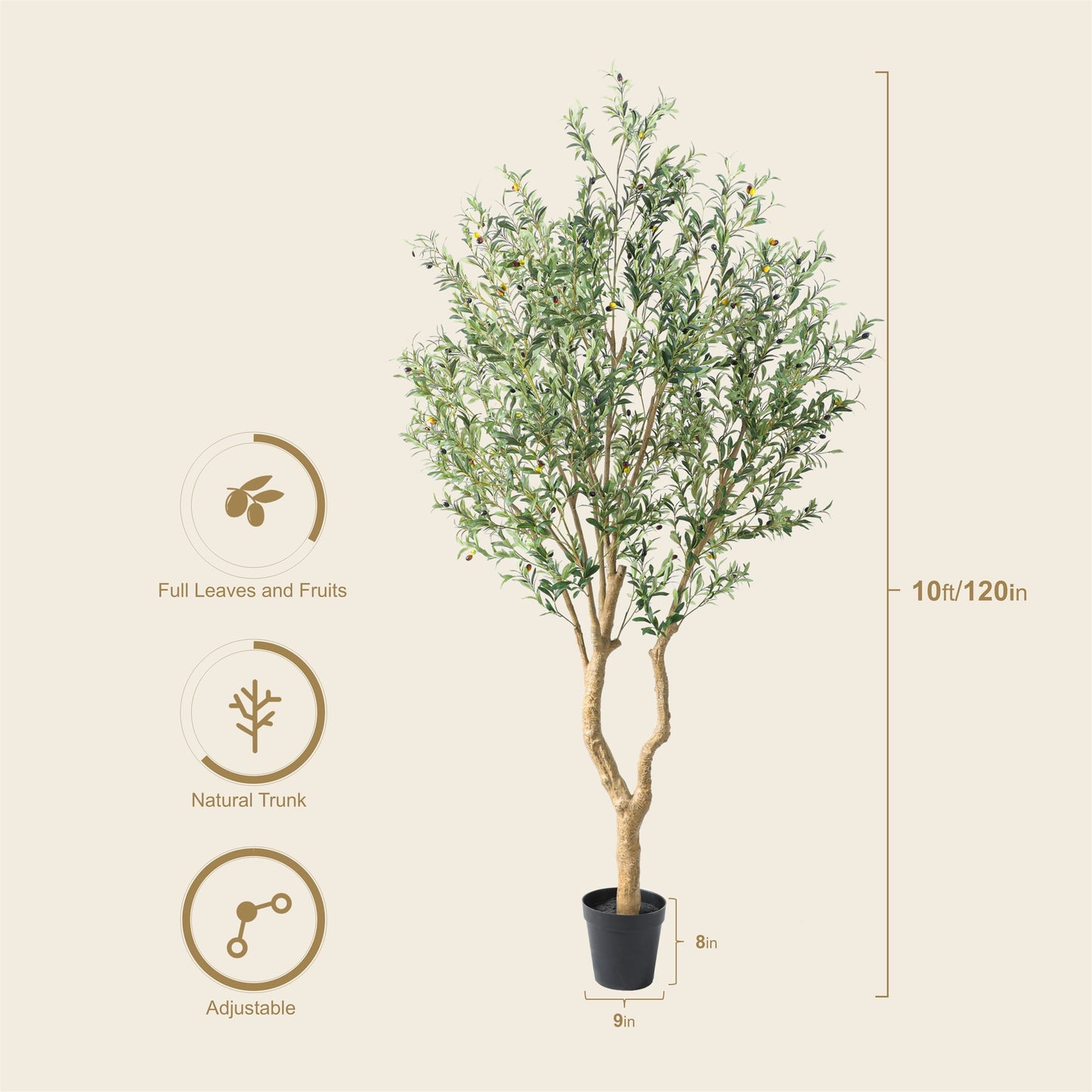 Nafresh 7FT Tall and Fuller Style Artificial Olive Tree with Pot - Realistic Faux Olive Plant for Indoor Décor