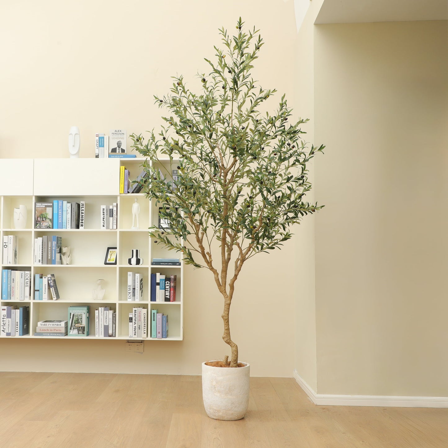 Nafresh 7FT Tall and Fuller Style Artificial Olive Tree with Pot - Realistic Faux Olive Plant for Indoor Décor
