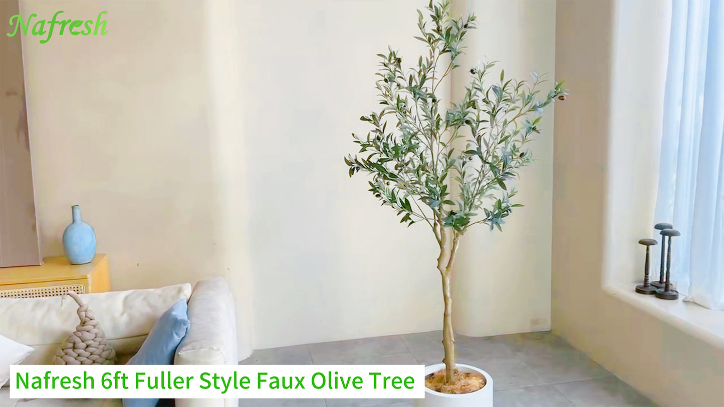 Tall Faux Olive Tree,6Ft(72in) Realistic Texture Potted Silk Artificial Olive Tree, Fake Olive Trees Indoor Outdoor for Home Office Living Room Bedroom Foyer Porch Decor. 2 Pack