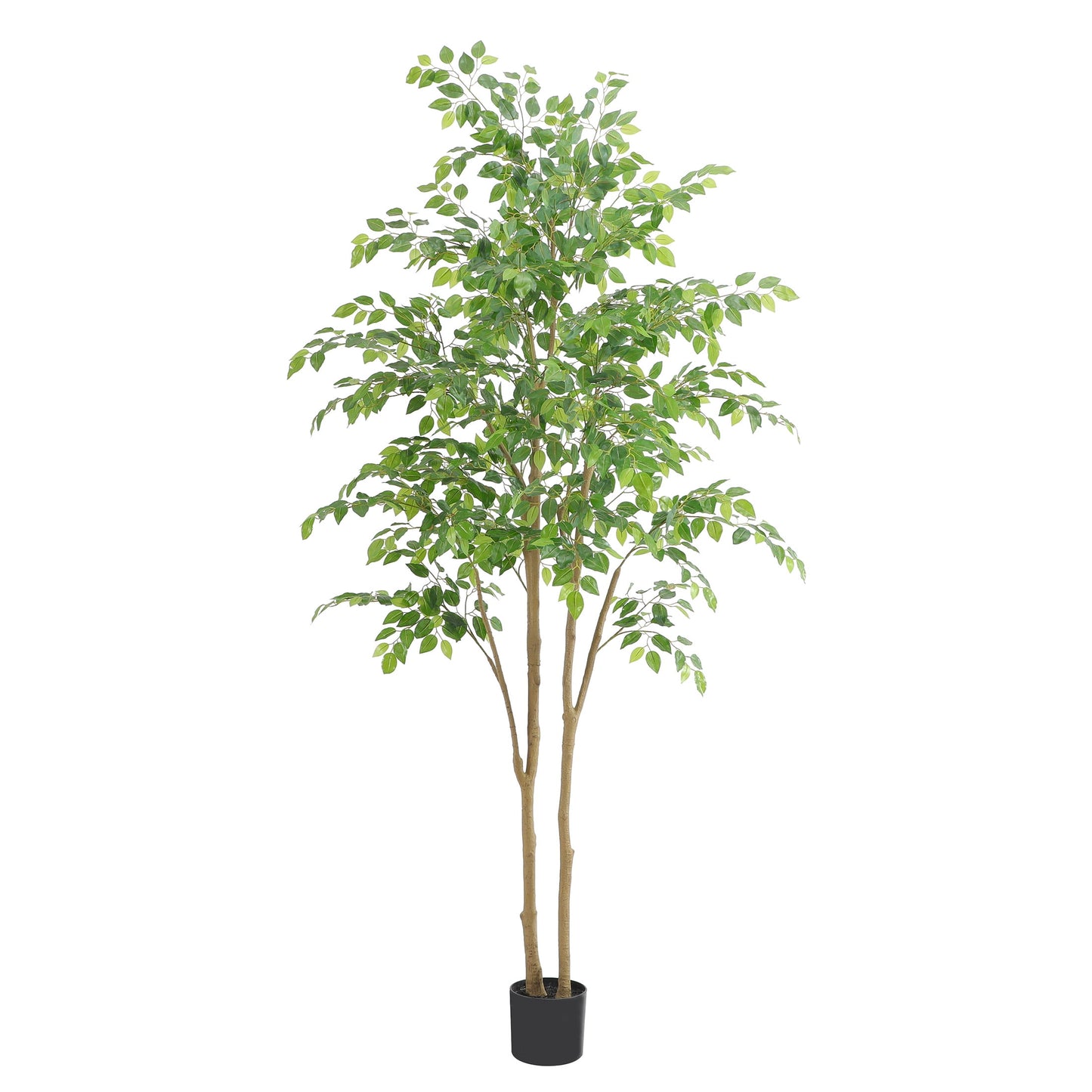 Nafresh 7ft Artificial Ficus Tree with Full Leaves, Multiple Realistic Trunks, and Sturdy Pot for Indoor Outdoor Decor.