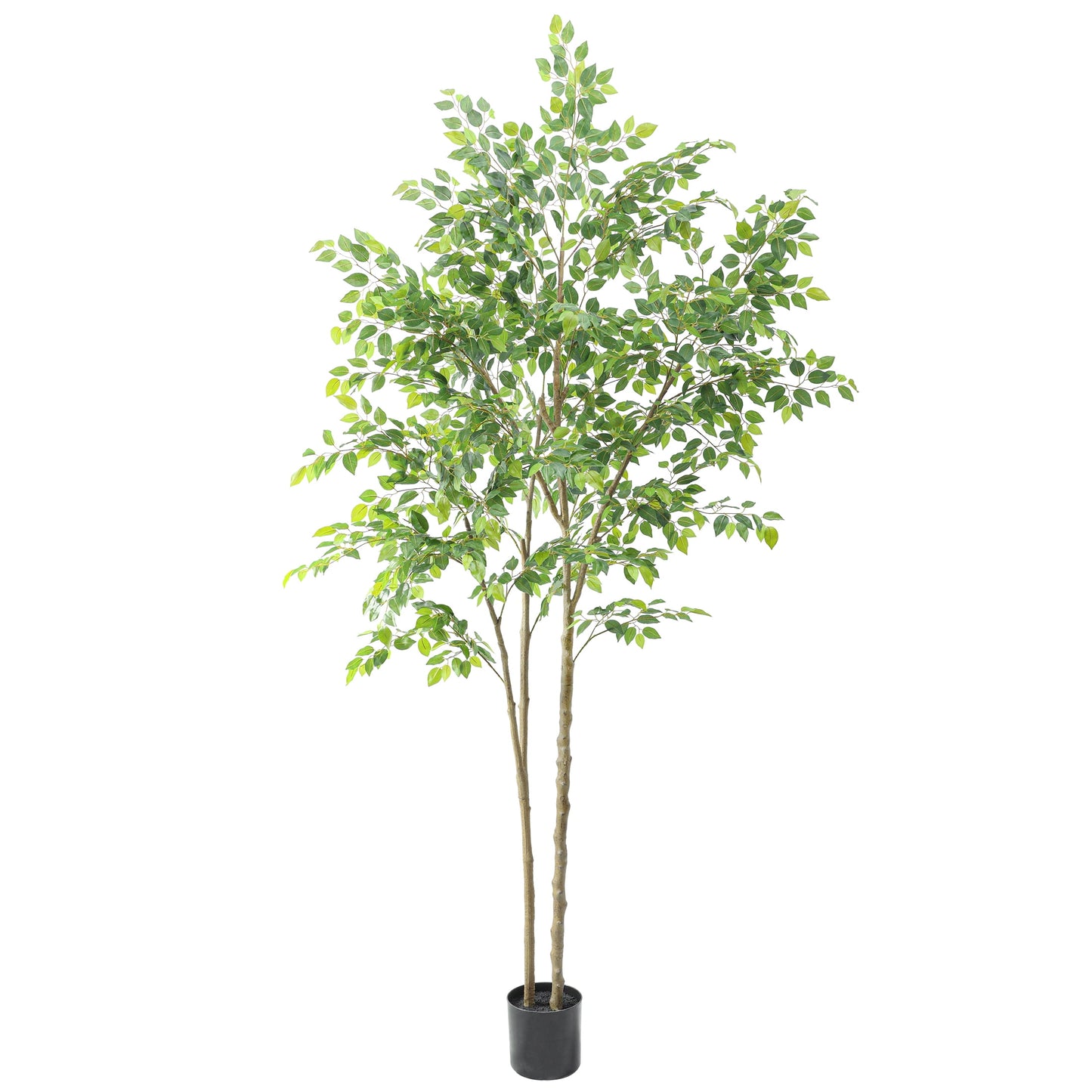 Nafresh 7ft Artificial Ficus Tree with Full Leaves, Multiple Realistic Trunks, and Sturdy Pot for Indoor Outdoor Decor.