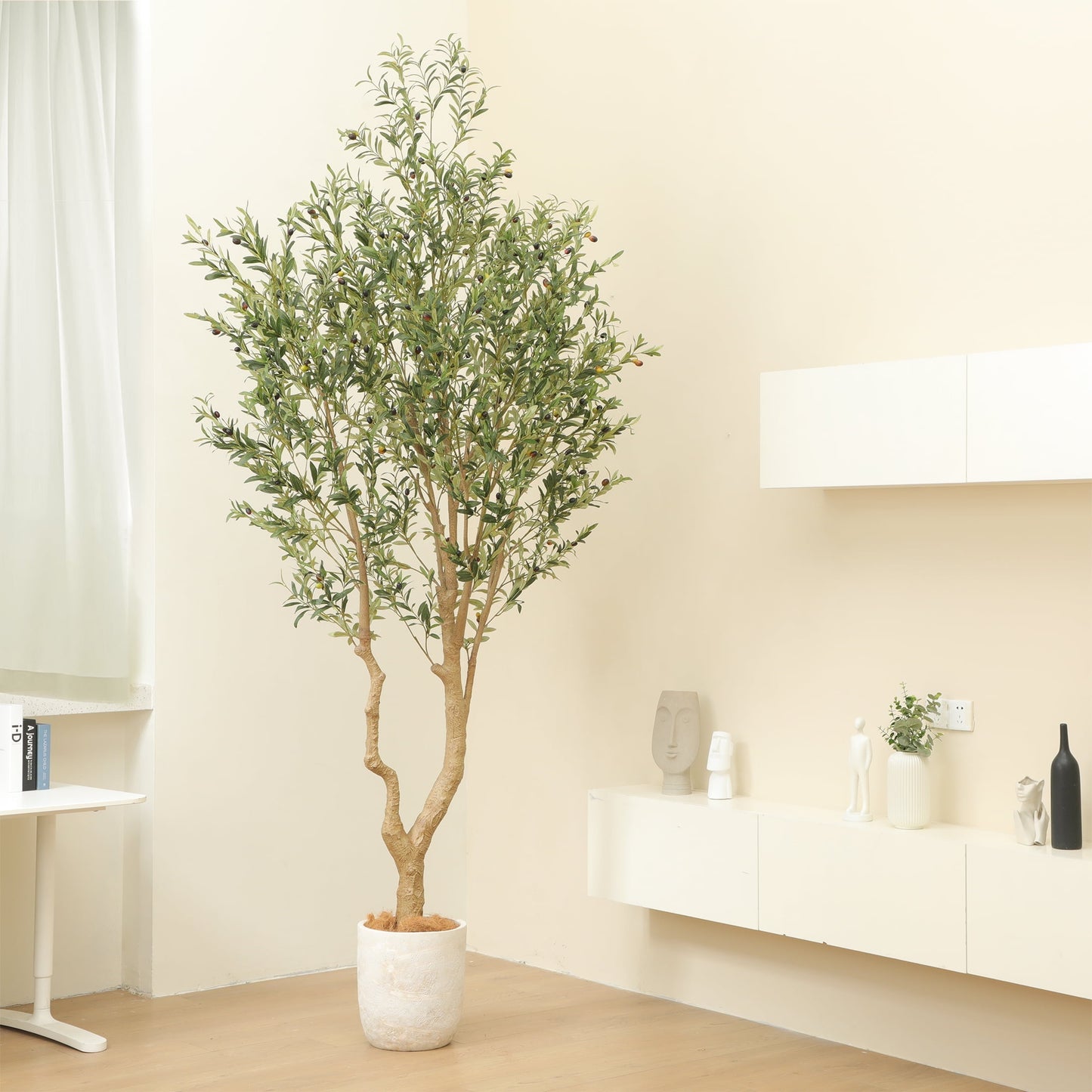 Nafresh 7FT Tall and Fuller Style Artificial Olive Tree with Pot - Realistic Faux Olive Plant for Indoor Décor
