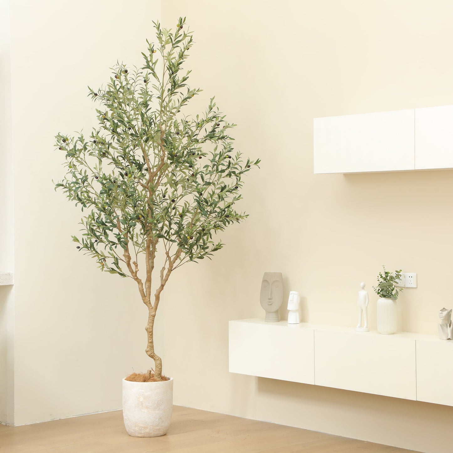 Nafresh 7FT Tall and Fuller Style Artificial Olive Tree with Pot - Realistic Faux Olive Plant for Indoor Décor