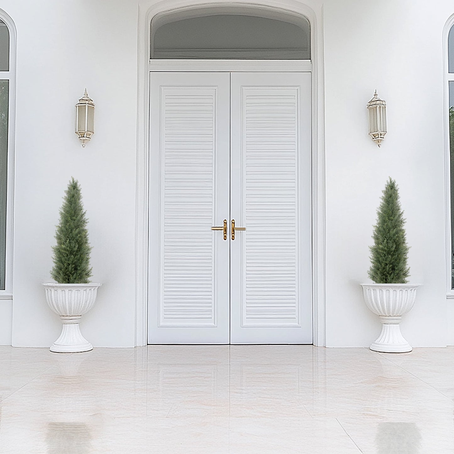 Nafresh 3ft/4ft/5ft/6ft/7ft UV Resistant Artificial Topiary Trees Outdoor with Full & Realistic Leaves,Faux Cedar Tree for Front Door Proch Patio Deck Room Decor