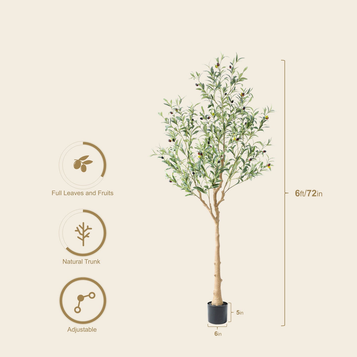 Nafresh 7FT Tall and Fuller Style Artificial Olive Tree with Pot - Realistic Faux Olive Plant for Indoor Décor