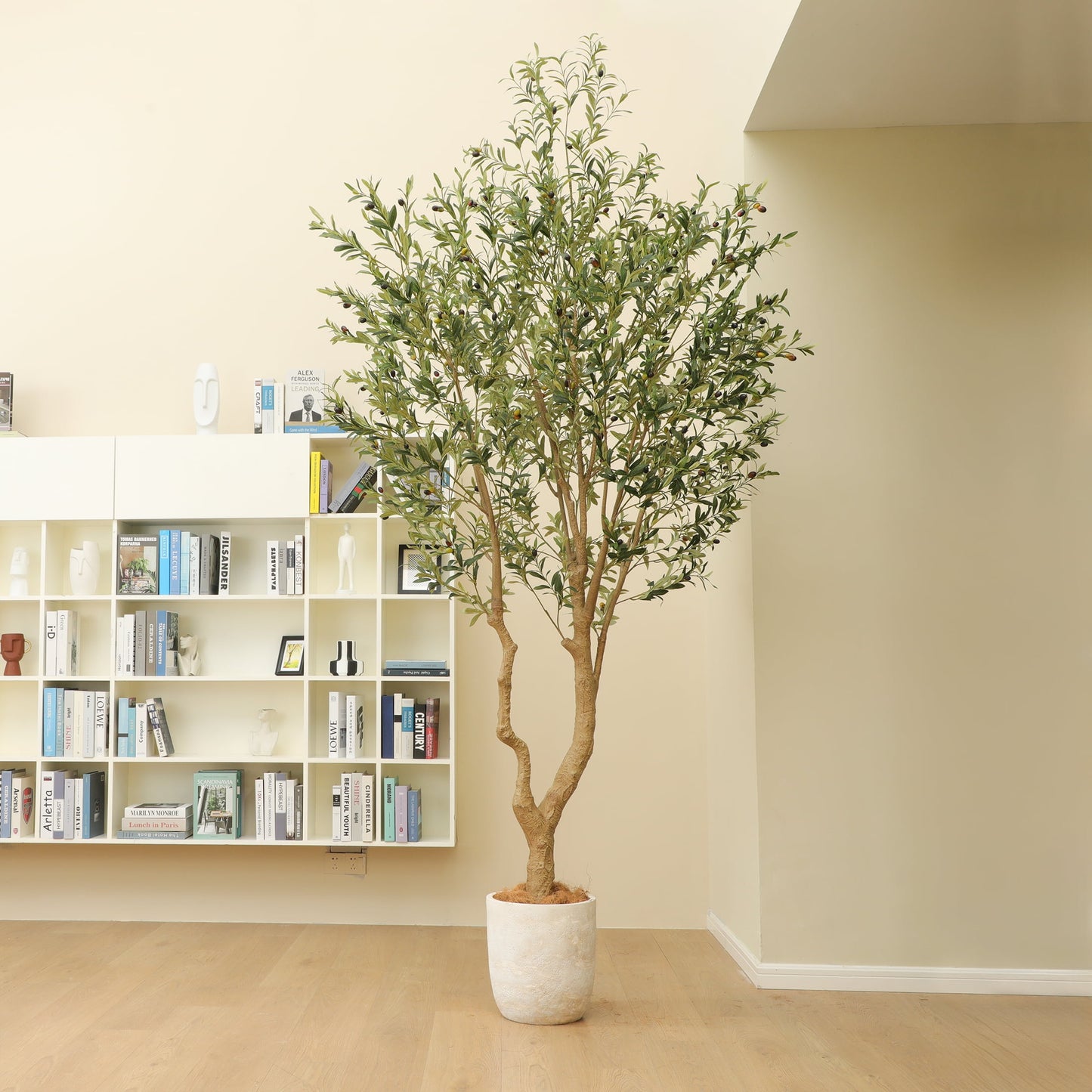 Nafresh 7FT Tall and Fuller Style Artificial Olive Tree with Pot - Realistic Faux Olive Plant for Indoor Décor