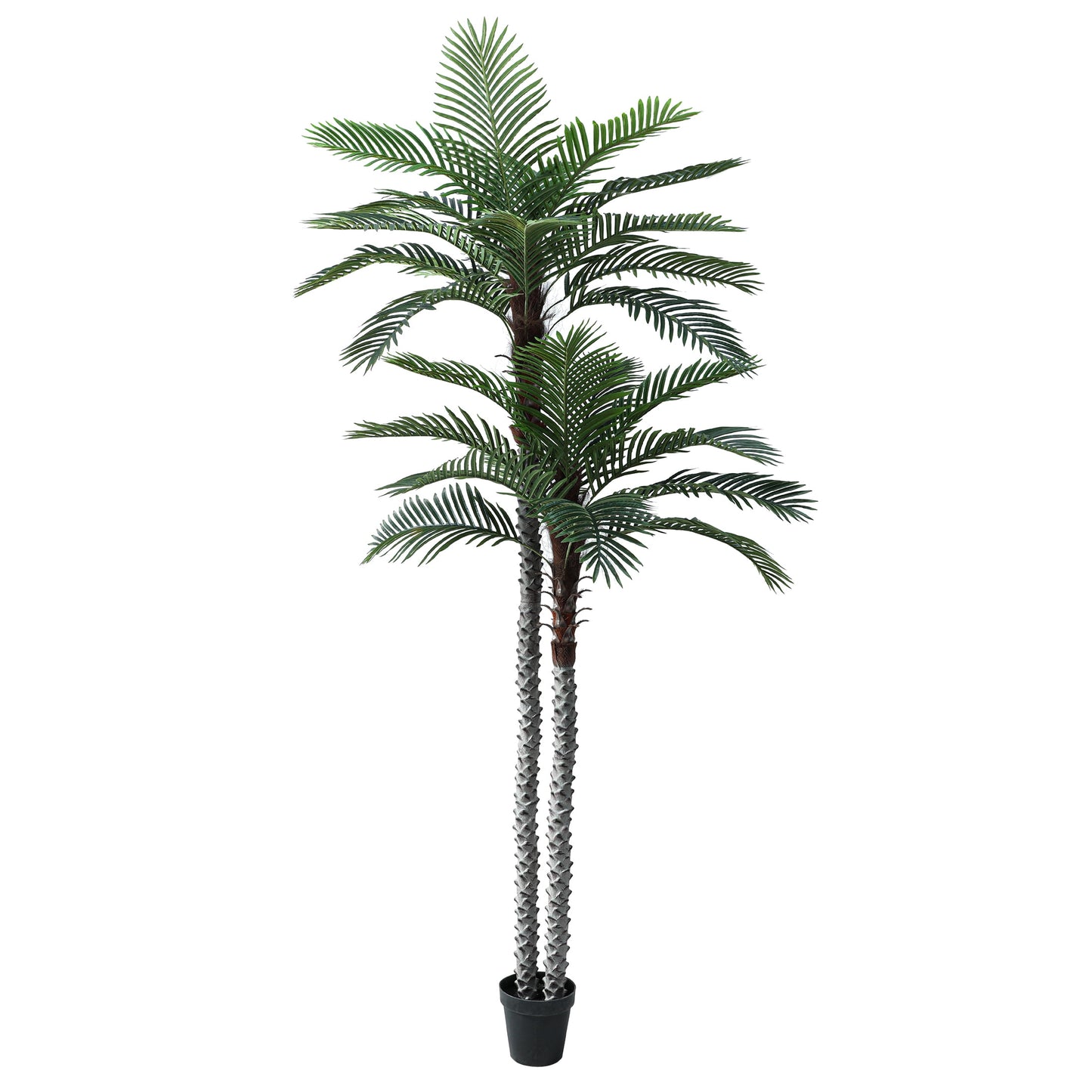 Nafresh 8ft UV Resistant Faux Palm Tree with Full and Lifelike Leaves , 96in Artificial Palm Tree with Realistic Trunks and Real Bark for Outdoor Indoor Home Office Decor.