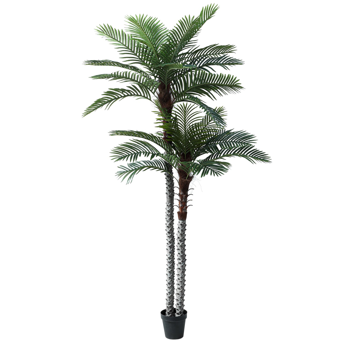 Nafresh 8ft UV Resistant Faux Palm Tree with Full and Lifelike Leaves , 96in Artificial Palm Tree with Realistic Trunks and Real Bark for Outdoor Indoor Home Office Decor.