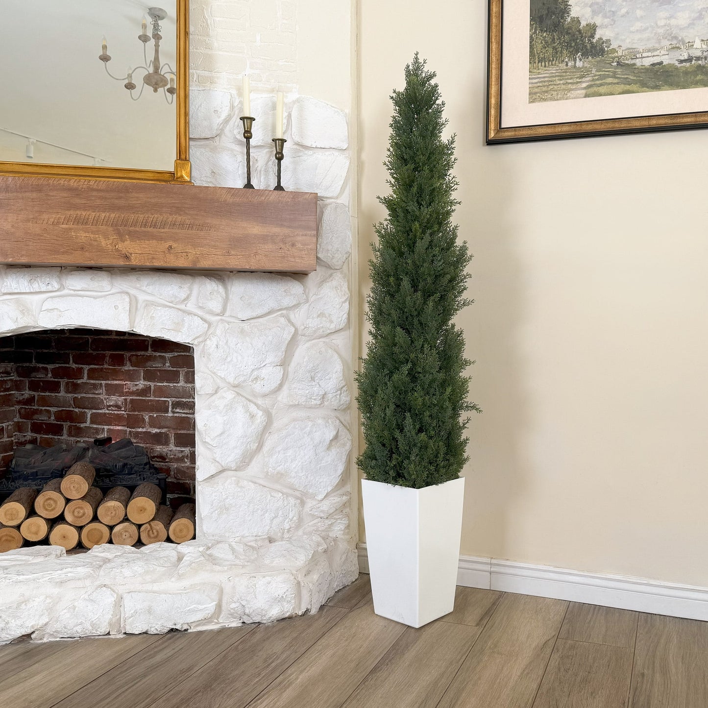 Nafresh 3ft/4ft/5ft/6ft/7ft UV Resistant Artificial Topiary Trees Outdoor with Full & Realistic Leaves,Faux Cedar Tree for Front Door Proch Patio Deck Room Decor