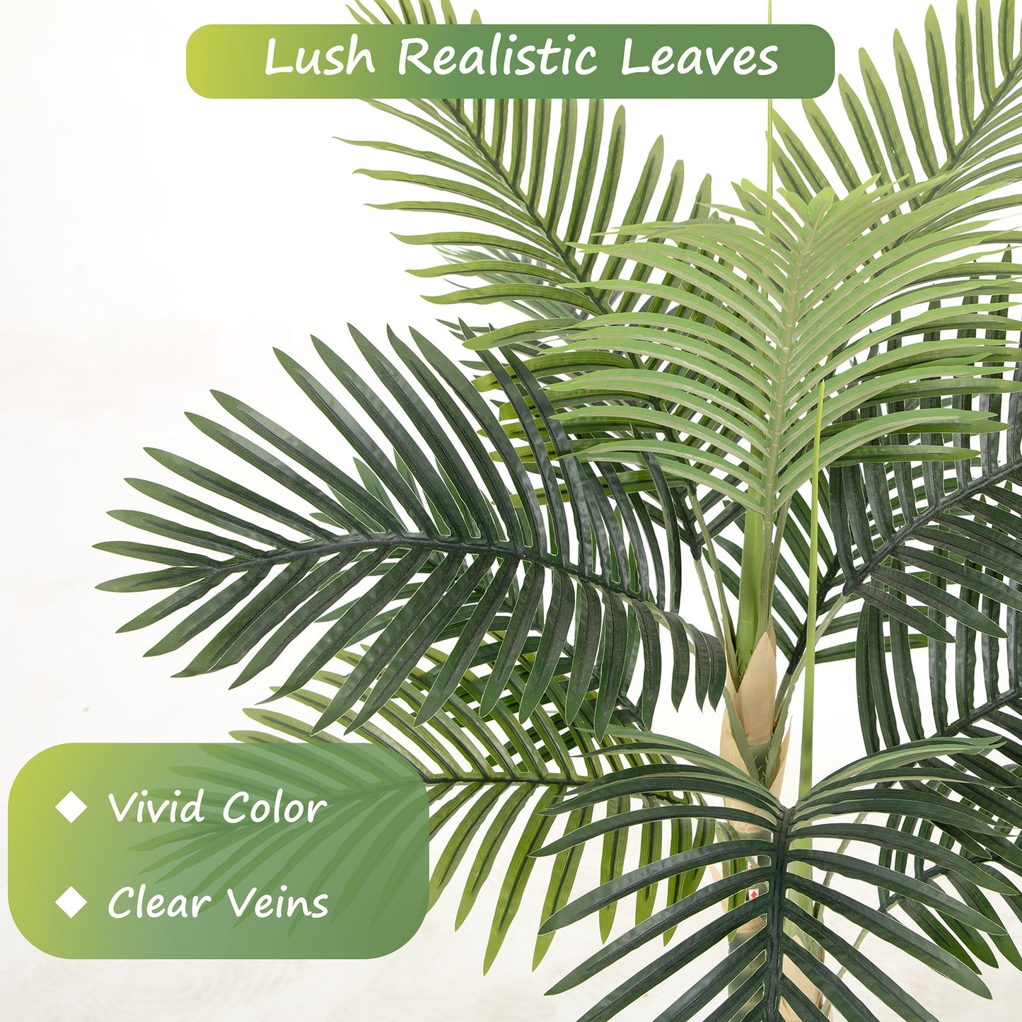 RosyHaven 5/6/7ft UV Resistant Artificial Golden Cane Palm Tree with Full Leaves and Realistic Trunks,Faux Palm Tree,Fake Palm Tree for Poolside Patio Living Room Balcony Outdoor Indoor Decor