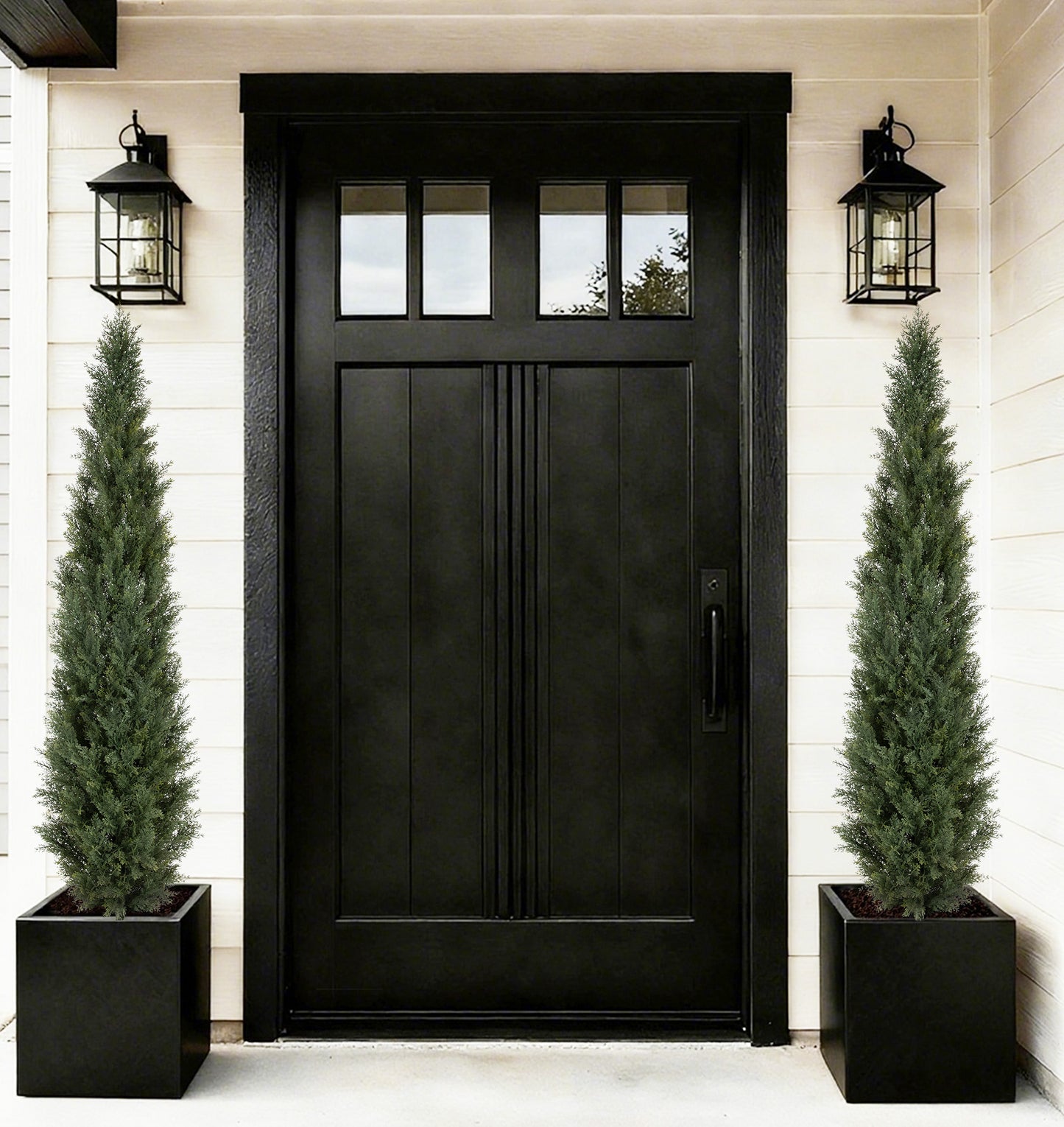 RosyHaven 3ft /4ft/5ft/6ft/7ft/1pack/2pack UV Resistant Artificial Topiary Trees Outdoor,  Faux Cedar Tree with Full & Realistic Leaves for Front Door Proch Patio Deck Room Decor