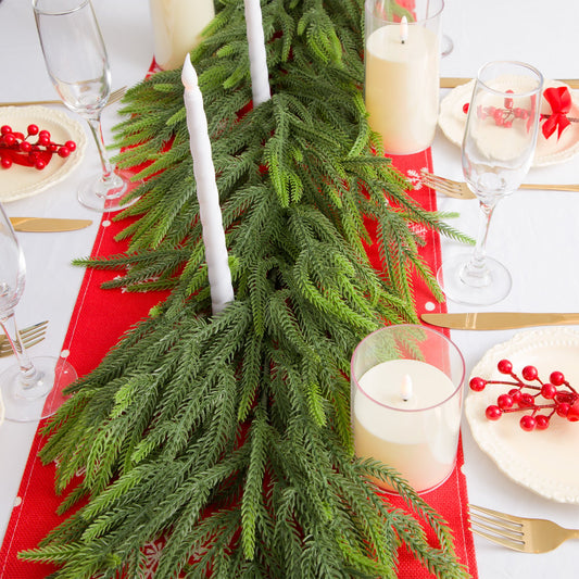 Nafresh 6ft/9ft Real Touch Norfolk Pine Garland,  Realistic Faux Christmas Garland for Fireplace Table Stair Window Front Door Decor