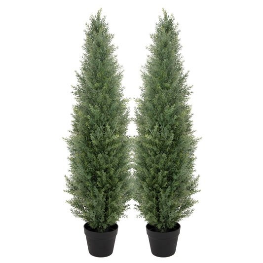 RosyHaven 3ft /4ft/5ft/6ft/7ft/1pack/2pack UV Resistant Artificial Topiary Trees Outdoor,  Faux Cedar Tree with Full & Realistic Leaves for Front Door Proch Patio Deck Room Decor