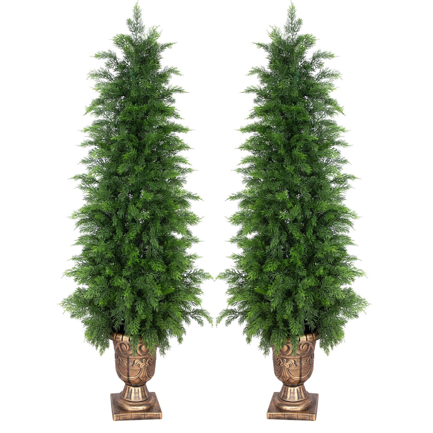 RosyHaven 3ft/4ft/5ft 1Pack/2Pack Real Touch Faux Cedar Tree with Decorative Urn Planter , UV Resistant Artificial Topiary Trees Outdoor for Front Door Porch Bedroom Livingroom Fireplace Holiday Decor