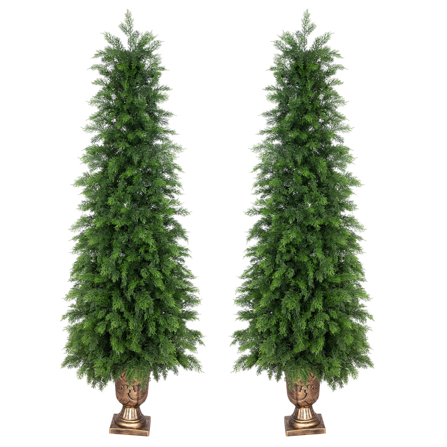 RosyHaven 3ft/4ft/5ft 1Pack/2Pack Real Touch Faux Cedar Tree with Decorative Urn Planter , UV Resistant Artificial Topiary Trees Outdoor for Front Door Porch Bedroom Livingroom Fireplace Holiday Decor