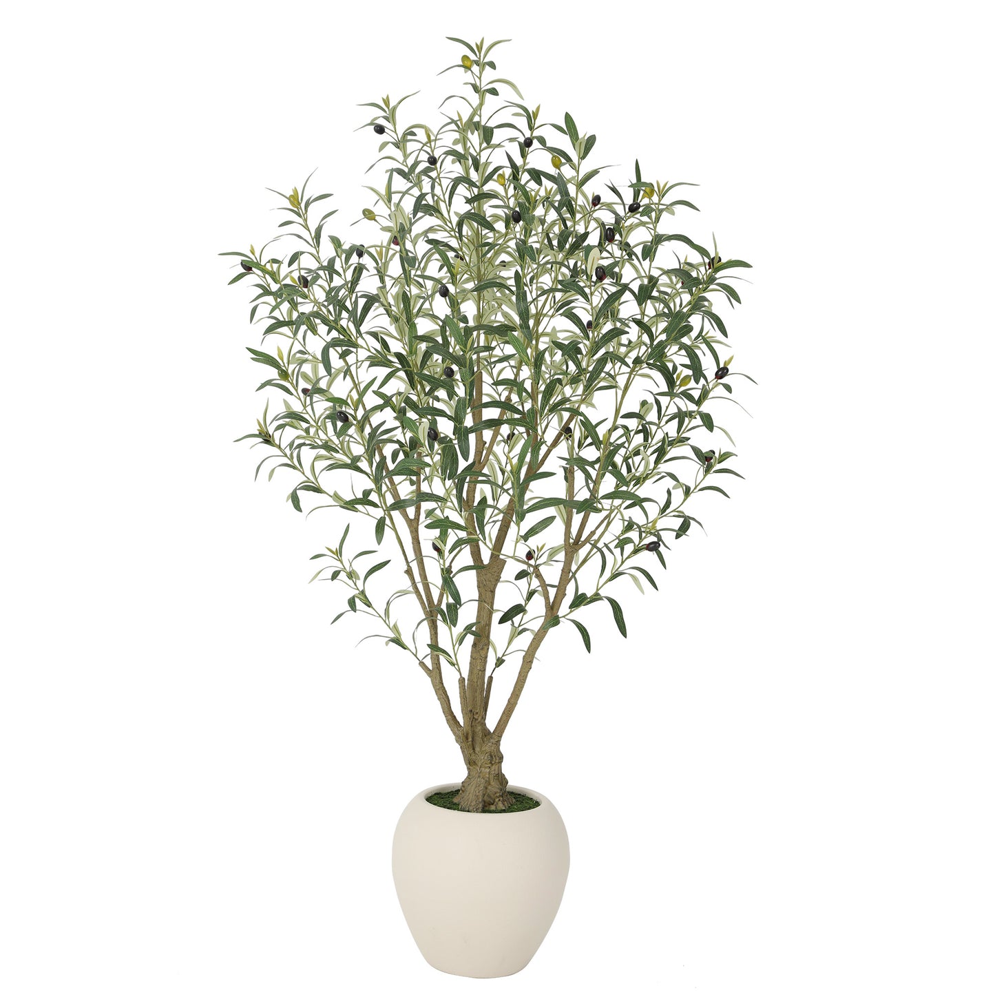 RosyHaven 5ft/6ft/7ft/8ft Super Full Artificial Olive Tree Indoor,Large Faux Olive Tree with Decorative Planter,Lifelike Leaves & Fruits for Living Room Bedroom Patio Balcony Corner Decor