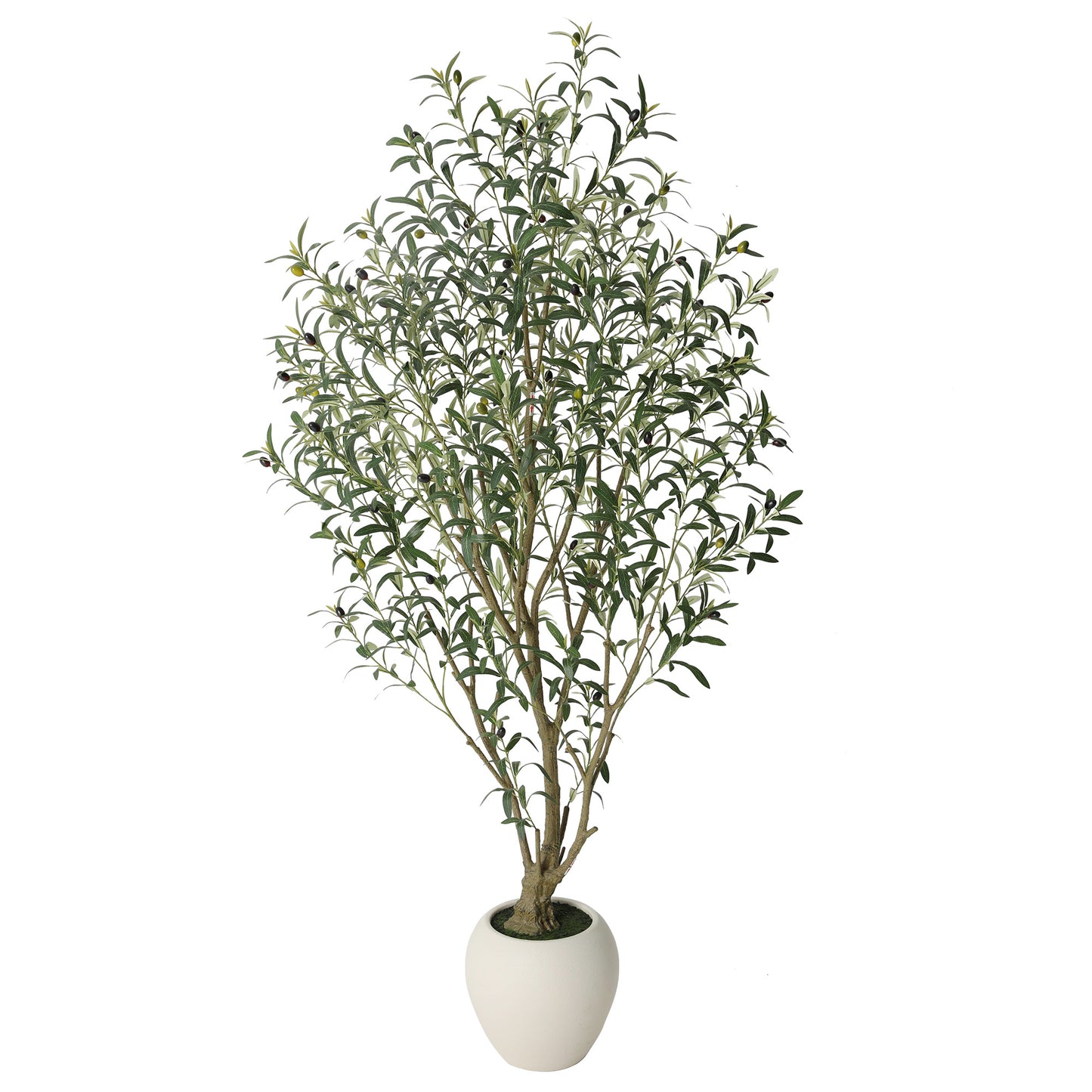 RosyHaven 5ft/6ft/7ft/8ft Super Full Artificial Olive Tree Indoor,Large Faux Olive Tree with Decorative Planter,Lifelike Leaves & Fruits for Living Room Bedroom Patio Balcony Corner Decor