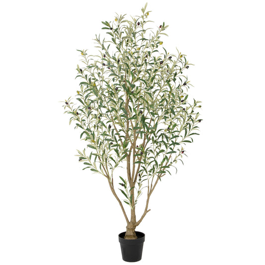 RosyHaven 5ft /6ft/7ft/8ft Super Full Artificial Olive Tree Indoor with Realistic Leaves and Branches, Vibrant Fruits ,  Large Faux Olive Tree for Living Room Corner Bedroom Garden Porch Balcony Outdoor Decor