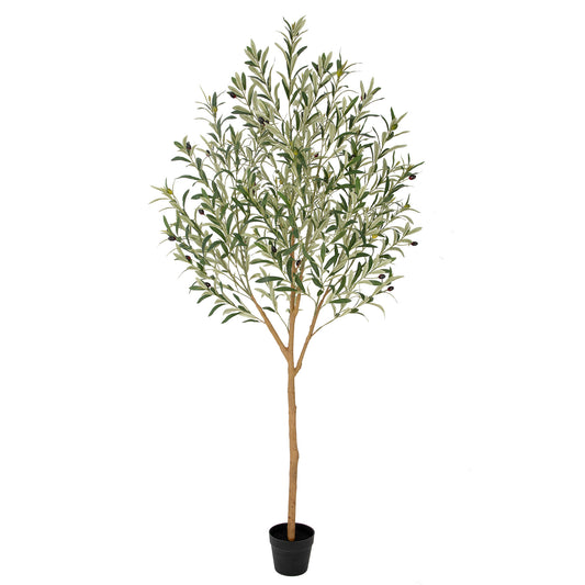 RosyHaven 5ft/6ft/7ft Realistic Artificial Olive Tree Indoor,  Faux Olive Tree with Real Wood Trunks, Lifelike Leaves and Vibrant Fruits  for Home Office Living Room Bedroom Garden Porch Balcony Corner Decor