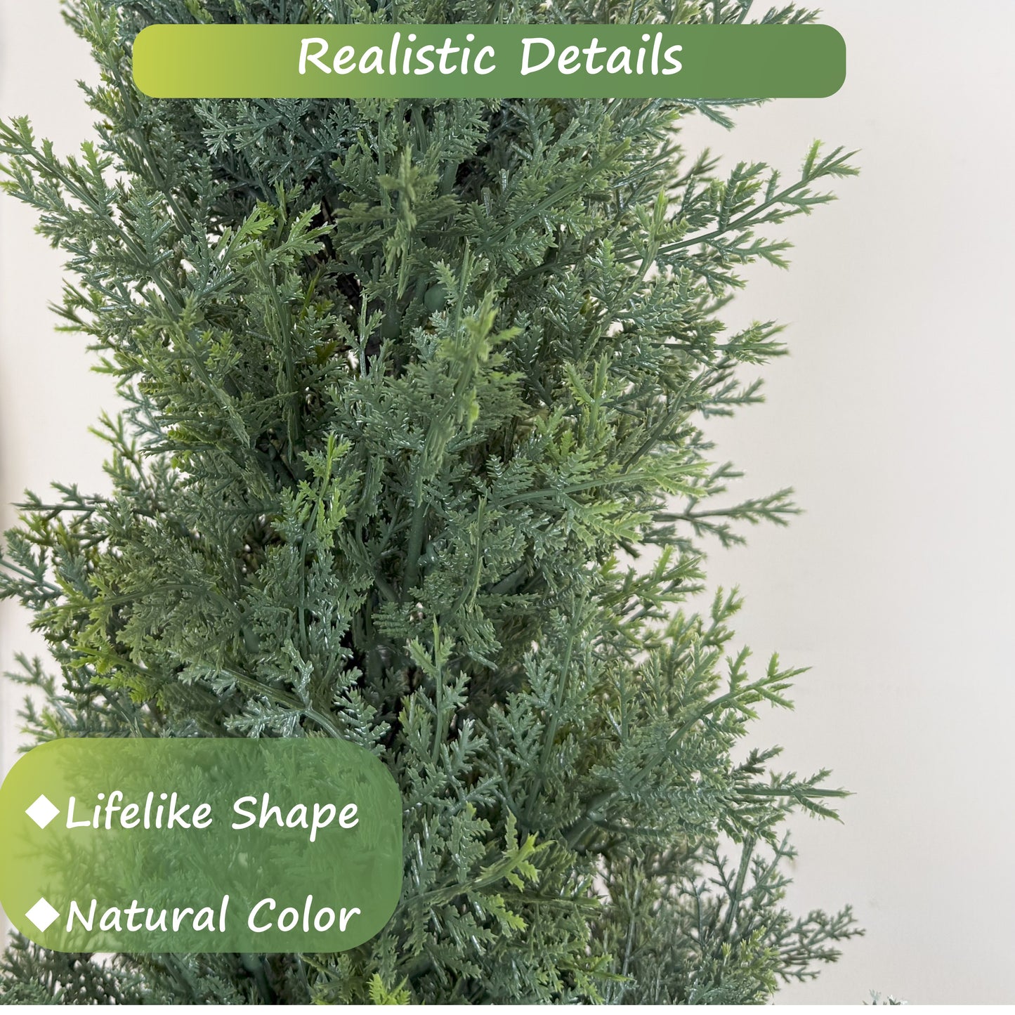 RosyHaven 3ft /4ft/5ft/6ft/7ft/1pack/2pack UV Resistant Artificial Topiary Trees Outdoor,  Faux Cedar Tree with Full & Realistic Leaves for Front Door Proch Patio Deck Room Decor