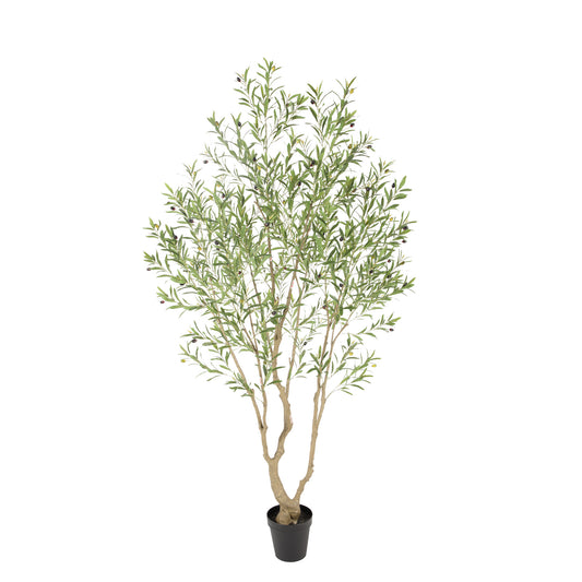 RosyHaven 7ft/8ft UV Resistant Artificial Olive Tree Indoor,Waterproof Faux Olive Tree with Super Full Leaves,Realistic Branches,Vibrant Fruits for Living Room Corner Bedroom Porch Balcony Decor