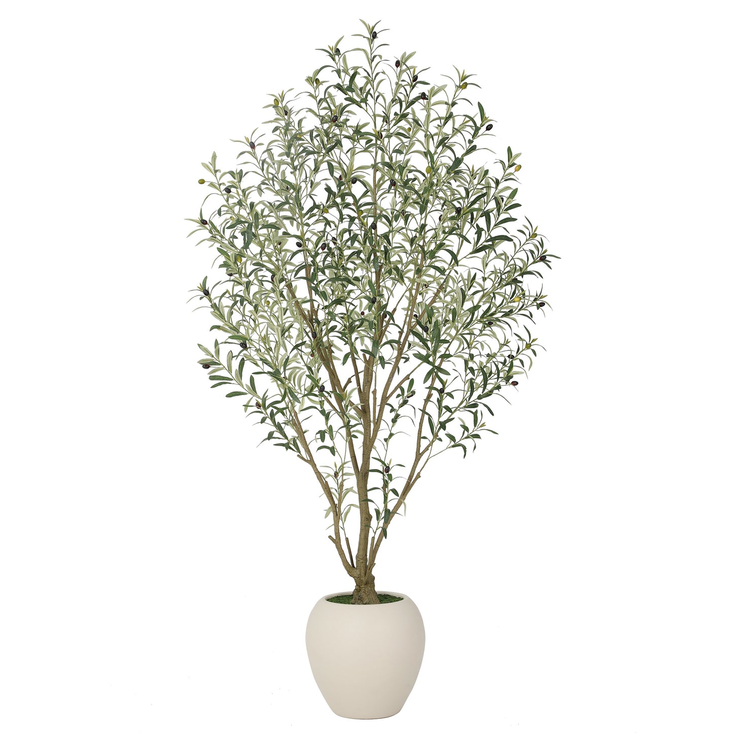 RosyHaven 5ft/6ft/7ft/8ft Super Full Artificial Olive Tree Indoor,Large Faux Olive Tree with Decorative Planter,Lifelike Leaves & Fruits for Living Room Bedroom Patio Balcony Corner Decor