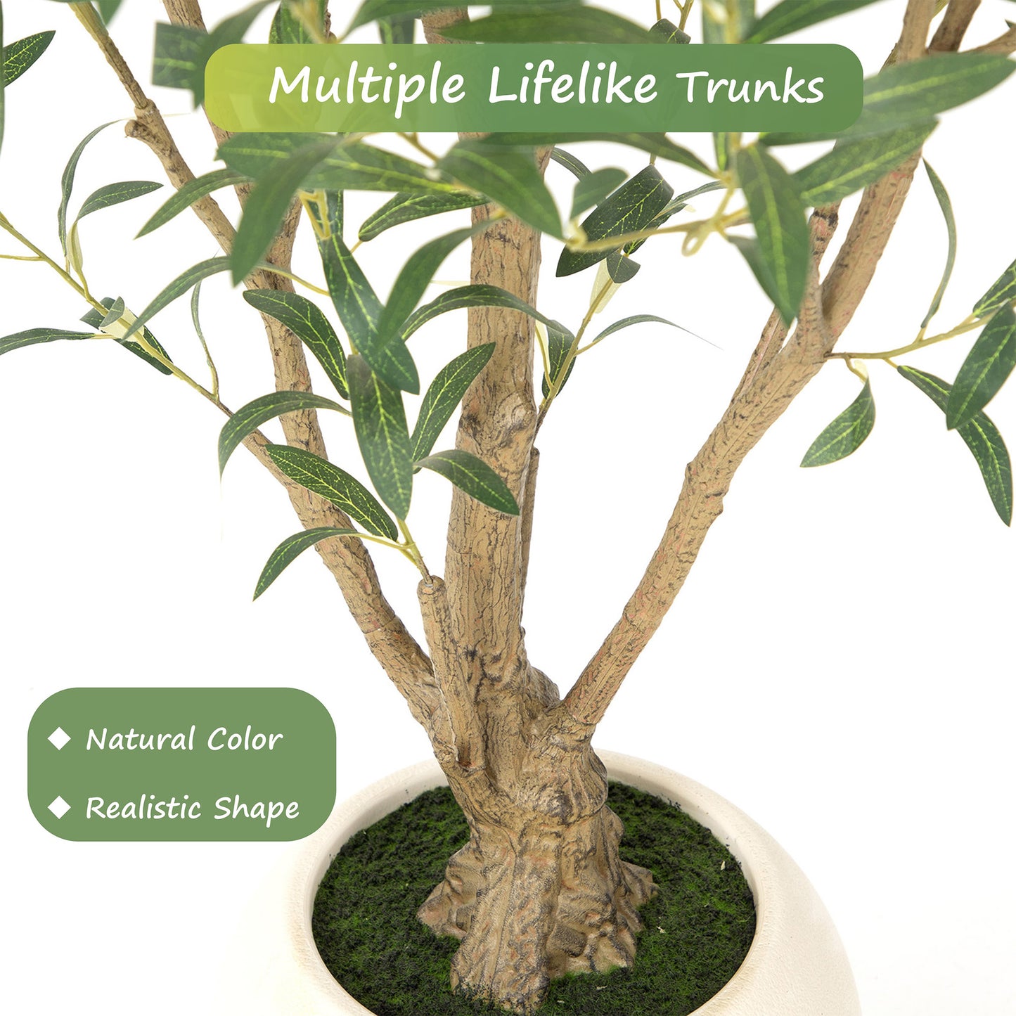 RosyHaven 5ft/6ft/7ft/8ft Super Full Artificial Olive Tree Indoor,Large Faux Olive Tree with Decorative Planter,Lifelike Leaves & Fruits for Living Room Bedroom Patio Balcony Corner Decor
