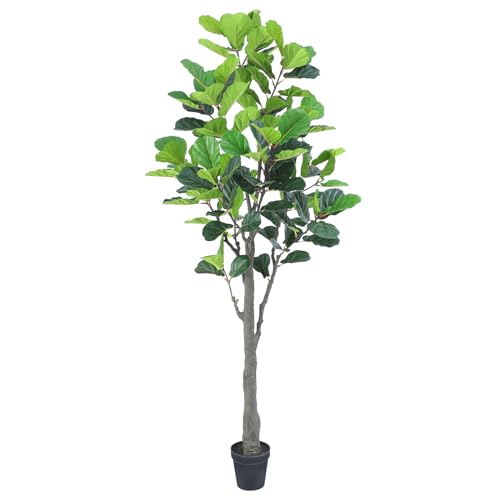 Tall Faux Fiddle Leaf Fig Tree，9ft(108in) Potted Artificial Fiddle Leaf Fig Tree, Fake Fiddle Leaf Tree Indoor Outdoor with Realistic Texture for Home Office Living Room Bedroom Floor Decor.