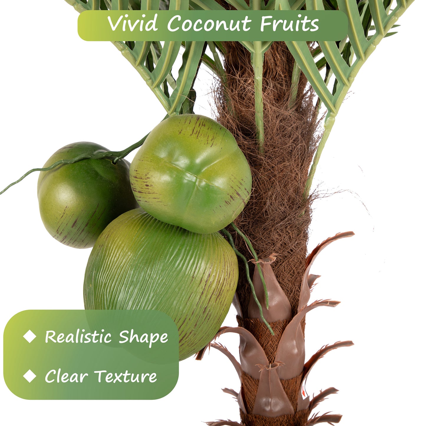 RosyHaven 7/8ft UV Resistant Artificial Palm Tree with Coconut Fruits,Large Coconut Palm Tree with Full Leavesd and Realistic Trunks for Pool Patio Living Room Balcony Outdoor Indoor Decor