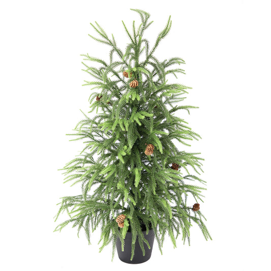Nafresh 3ft/4ft/5ft Real Touch Norfolk Pine Christmas Tree, 1pack/2pack UV Resistant Artificial Norfolk Pine Tree, with Realistic Pinecones & Full Branches for Front Door Porch Bedroom Livingroom Tabletop Holiday Decor.