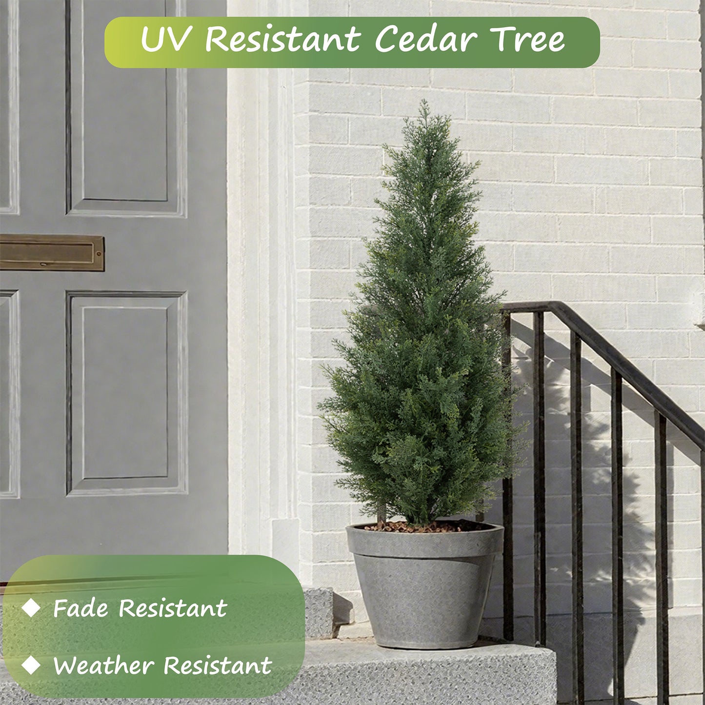RosyHaven 3ft /4ft/5ft/6ft/7ft/1pack/2pack UV Resistant Artificial Topiary Trees Outdoor,  Faux Cedar Tree with Full & Realistic Leaves for Front Door Proch Patio Deck Room Decor