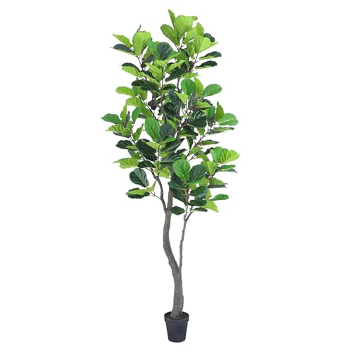 Tall Faux Fiddle Leaf Fig Tree，10ft(120in) Potted Artificial Fiddle Leaf Fig Tree, Fake Fiddle Leaf Tree Indoor Outdoor with Realistic Texture for Home Office Living Room Bedroom Floor Decor.