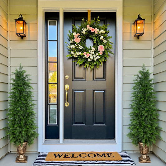 RosyHaven 3ft/4ft/5ft 1Pack/2Pack Real Touch Faux Cedar Tree with Decorative Urn Planter , UV Resistant Artificial Topiary Trees Outdoor for Front Door Porch Bedroom Livingroom Fireplace Holiday Decor