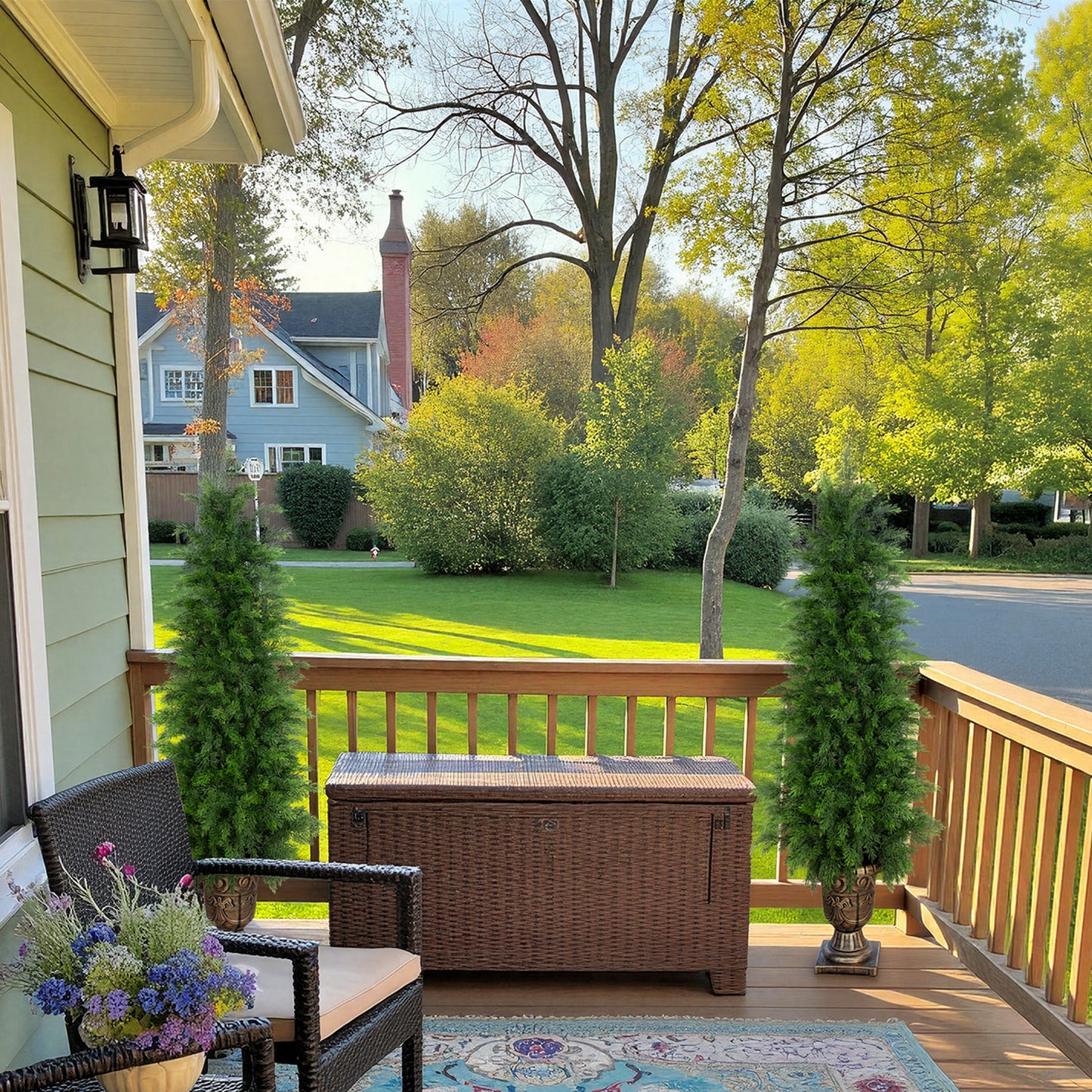 RosyHaven 3ft/4ft/5ft 1Pack/2Pack Real Touch Faux Cedar Tree with Decorative Urn Planter , UV Resistant Artificial Topiary Trees Outdoor for Front Door Porch Bedroom Livingroom Fireplace Holiday Decor