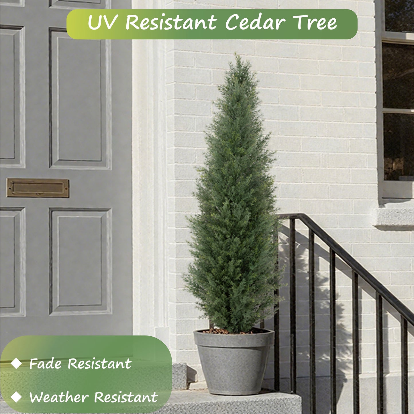 RosyHaven 3ft /4ft/5ft/6ft/7ft/1pack/2pack UV Resistant Artificial Topiary Trees Outdoor,  Faux Cedar Tree with Full & Realistic Leaves for Front Door Proch Patio Deck Room Decor