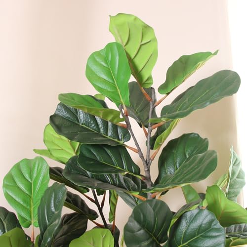 Tall Faux Fiddle Leaf Fig Tree，10ft(120in) Potted Artificial Fiddle Leaf Fig Tree, Fake Fiddle Leaf Tree Indoor Outdoor with Realistic Texture for Home Office Living Room Bedroom Floor Decor.