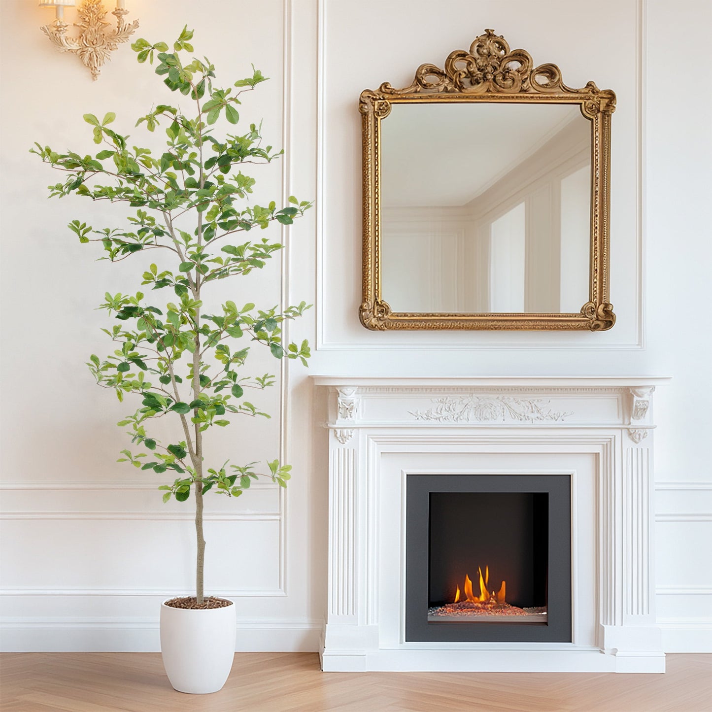 Nafresh 7ft Black Olive Tree with Lifelike Silk Leaves & Trunks, 84in Faux Black Olive Tree for Home Office Patio Front Door Porch Decor.